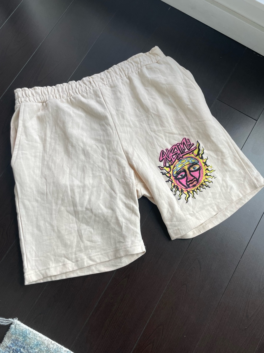 Men's Cream Graphic Sublime Pocket Shorts